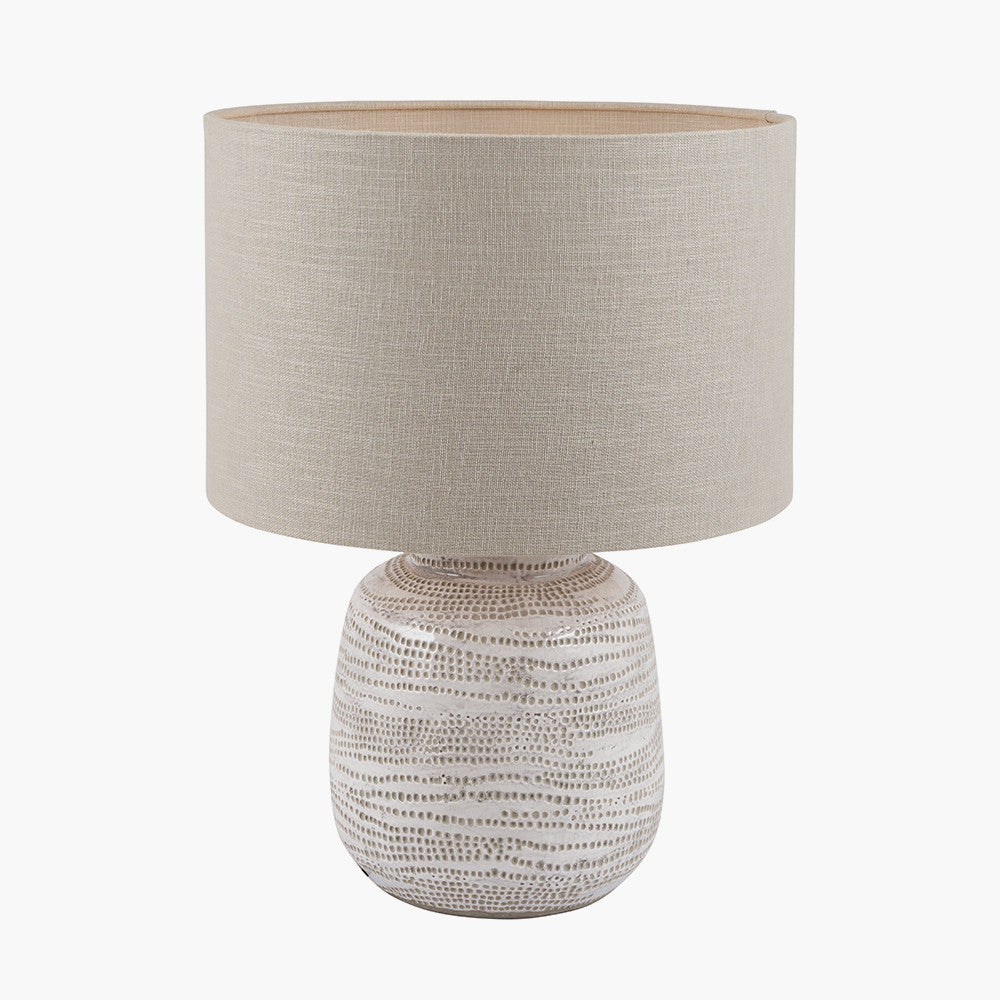 Alina White Dot Design Small Stoneware Table Lamp - Base Only